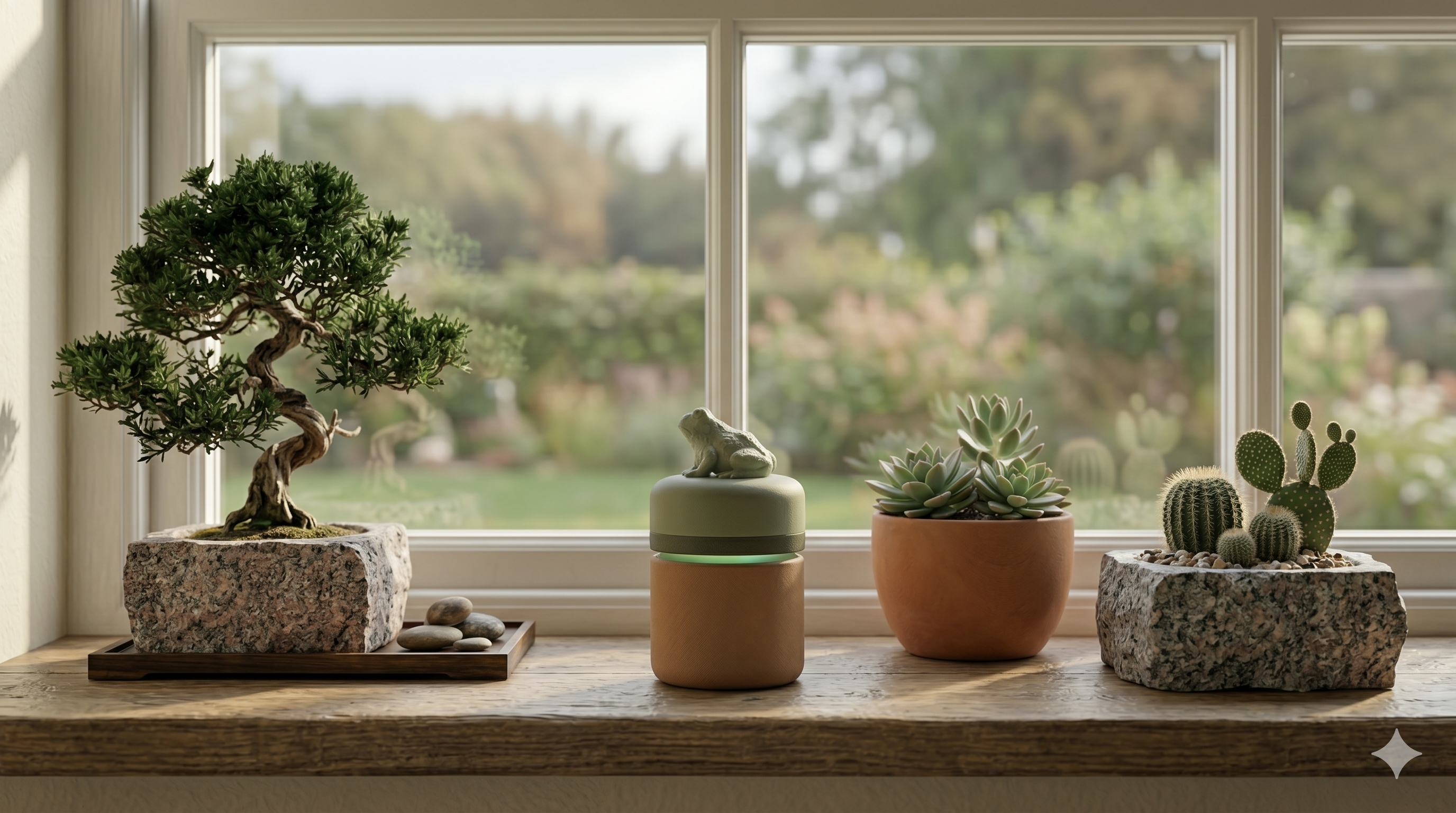 Frog Defender on a windowsill